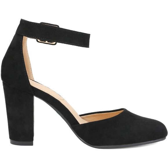 Dream Pairs Women Black Nubuck Faux Suede Block High Heel Closed Toe Sandal - Picture 4 of 9